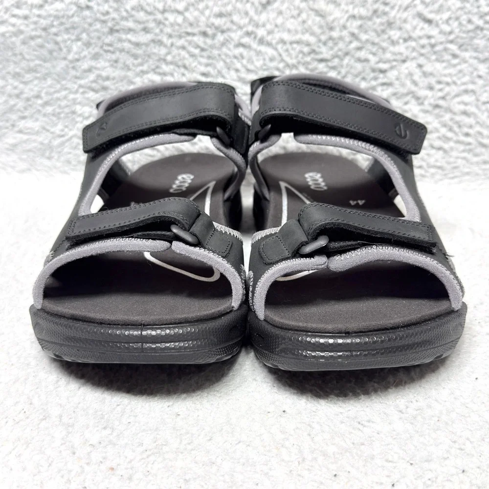 Ecco Onroads Mens Size 10 Sandals Shoes Black Leather Adjustable